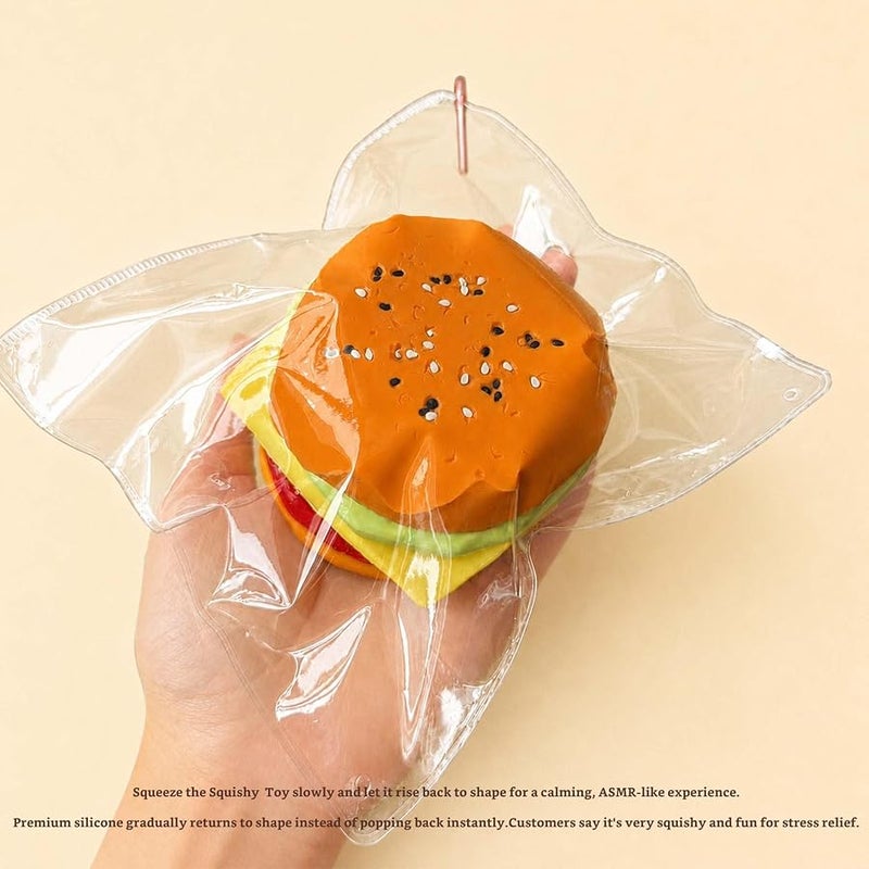FLOVYN Taba Squishy Hamburger Toy, Stress Relief Slow Rising Fidget Adult Realistic Food Replica with Sesame Seeds Handmade Soft Silicone Squeeze Toy Gift - Image 2