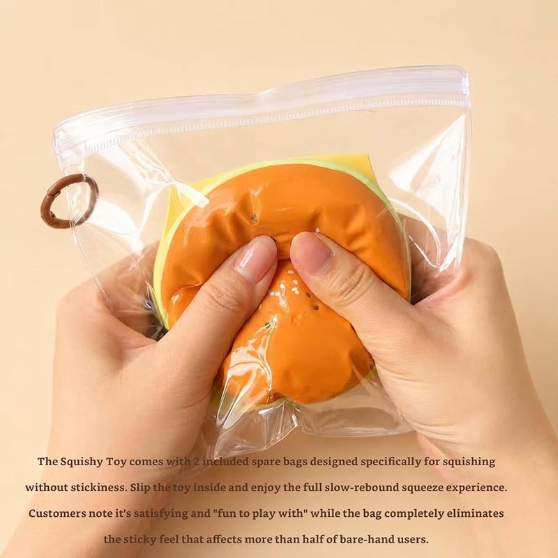 FLOVYN Taba Squishy Hamburger Toy, Stress Relief Slow Rising Fidget Adult Realistic Food Replica with Sesame Seeds Handmade Soft Silicone Squeeze Toy Gift - Image 4
