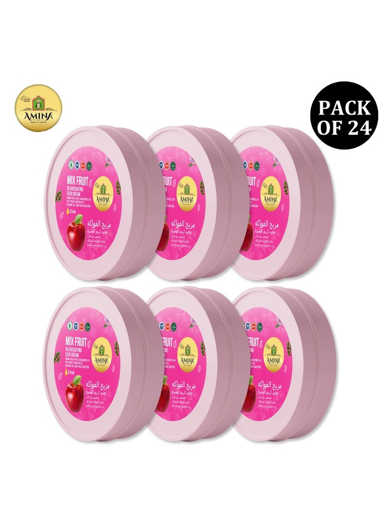Amina Mix Fruit Moisturizing Cream with a lightweight, nourishing formula, Beauty cream, for soft smooth skin, 17 ml (Pack of 24) - Image 1