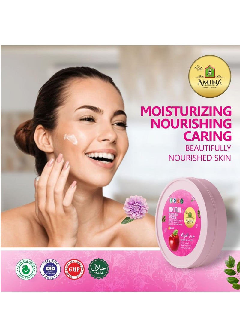 Amina Mix Fruit Moisturizing Cream with a lightweight, nourishing formula, Beauty cream, for soft smooth skin, 17 ml (Pack of 24) - Image 2