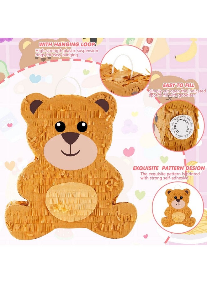 Lewtemi 14.5 Inch Bear Pinata Bear Themed Birthday Party Supplies Animal Pinata With Wood Bat Stick Paper Blindfold And Confetti For Valentine'S Day Baby Shower Party Decorations Kids Adults Boys Girls - Image 5