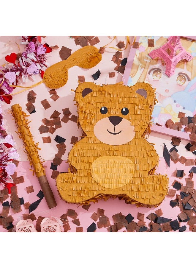 Lewtemi 14.5 Inch Bear Pinata Bear Themed Birthday Party Supplies Animal Pinata With Wood Bat Stick Paper Blindfold And Confetti For Valentine'S Day Baby Shower Party Decorations Kids Adults Boys Girls - Image 3