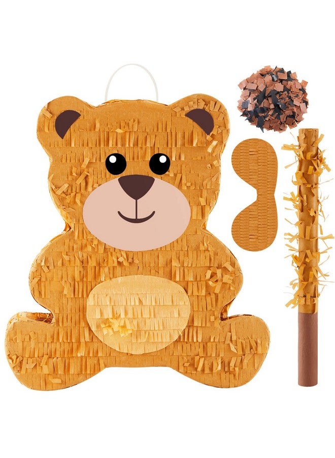 Lewtemi 14.5 Inch Bear Pinata Bear Themed Birthday Party Supplies Animal Pinata With Wood Bat Stick Paper Blindfold And Confetti For Valentine'S Day Baby Shower Party Decorations Kids Adults Boys Girls - Image 1