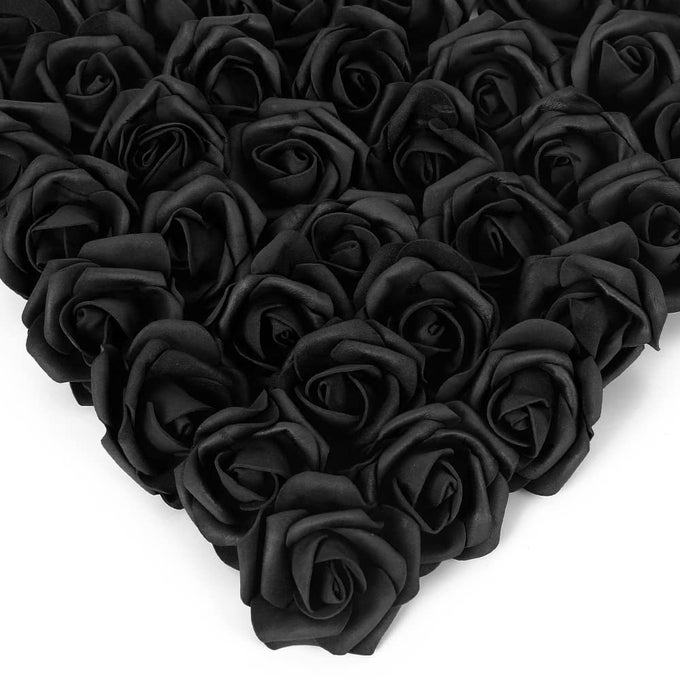 STEMLESS ROSE ARTIFICIAL FLOWER HEADS 200PCS BLACK 197IN FOAM ROSES FOR DIY CRAFT WEDDING BABY SHOWER DECORATION