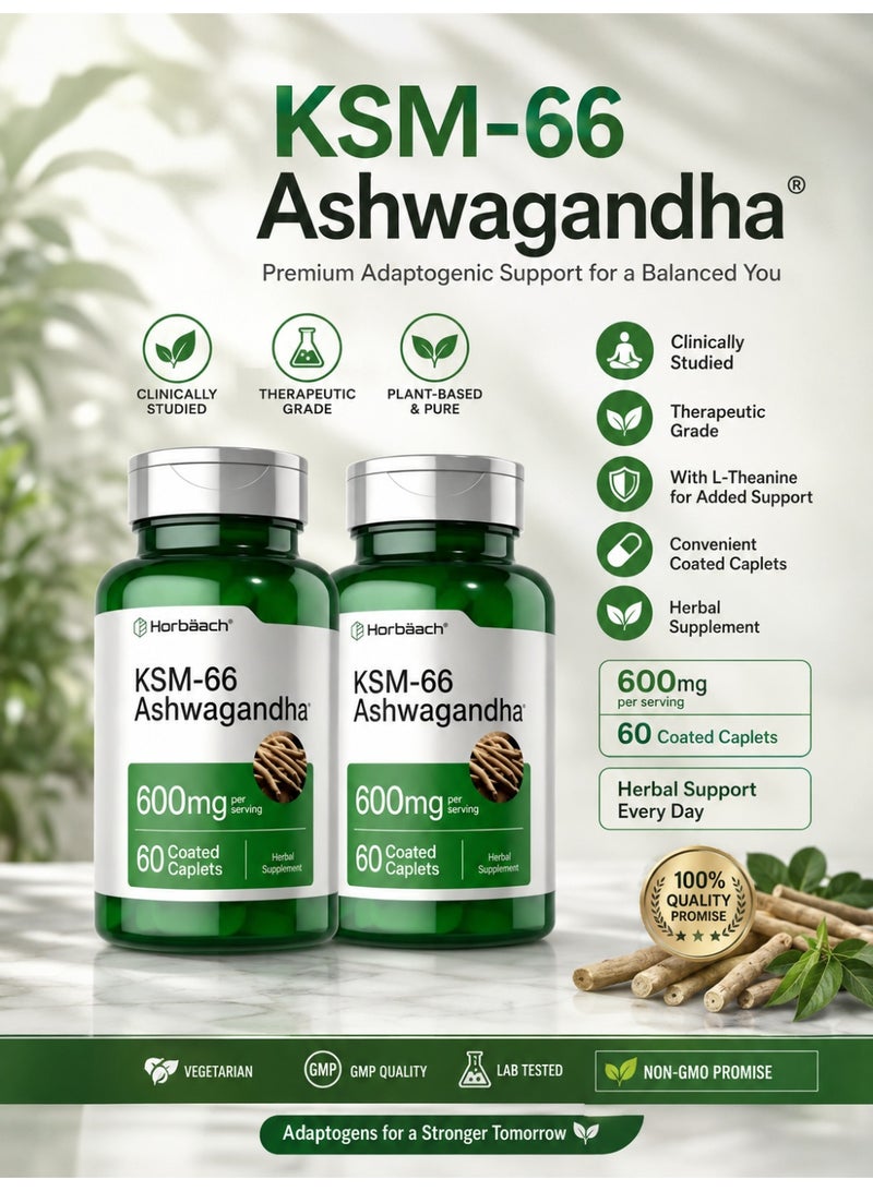 Horbaach Horbäach Ashwagandha Supplement 2PCS | Max Strength Ashwagandha Capsules | 120 Capsules Each | Stress Relief, Energy & Mood Support | Non-GMO, Gluten Free Herbal Supplement - Image 1