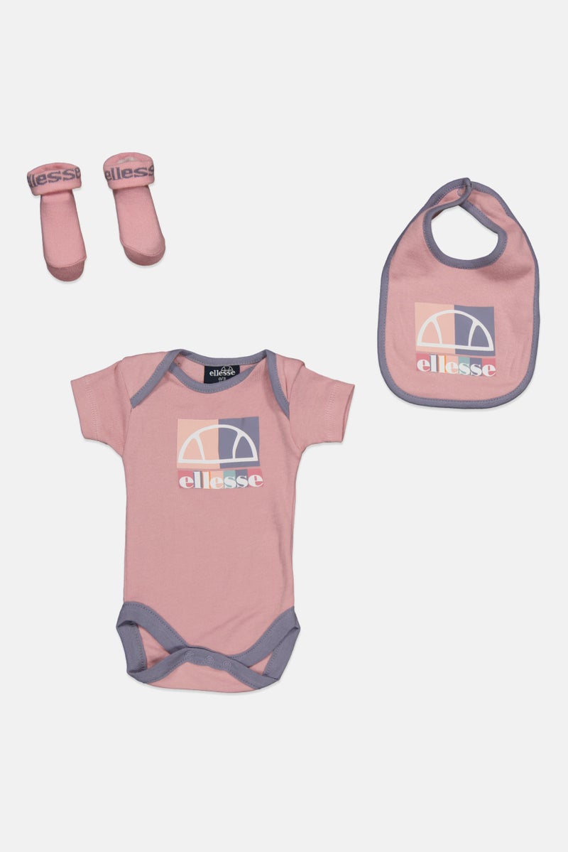 Ellesse طقم بدلات للبنات الصغيرات 3 قطع، وردي - Image 1