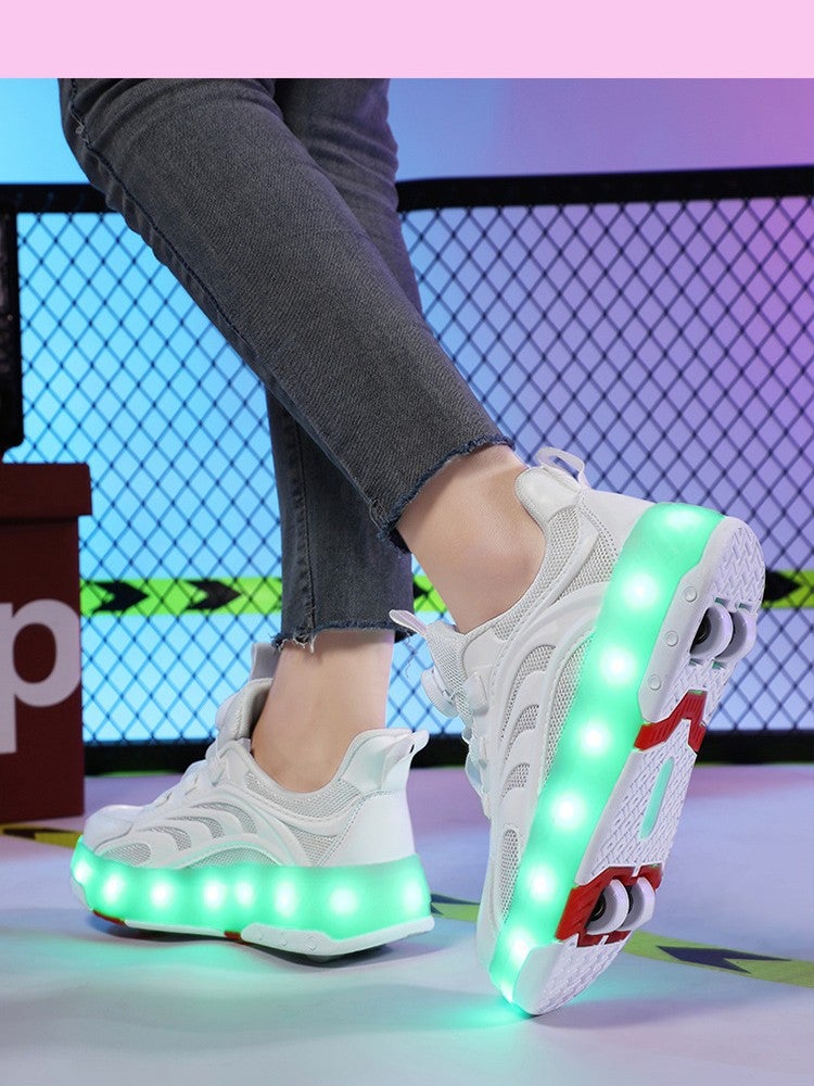 Kidsren'S Heelys Shoes Four-Wheel Breathable Led Light-Emitting Shoes For Boys And Girls Outdoor Sports Skates Cheap - Image 3