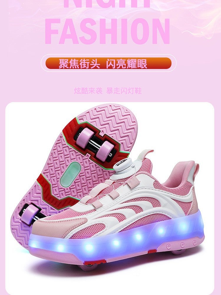 Kidsren'S Heelys Shoes Four-Wheel Breathable Led Light-Emitting Shoes For Boys And Girls Outdoor Sports Skates Cheap - Image 2