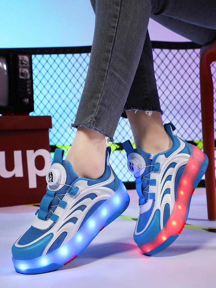 Kidsren'S Heelys Shoes Four-Wheel Breathable Led Light-Emitting Shoes For Boys And Girls Outdoor Sports Skates Cheap - Image 4