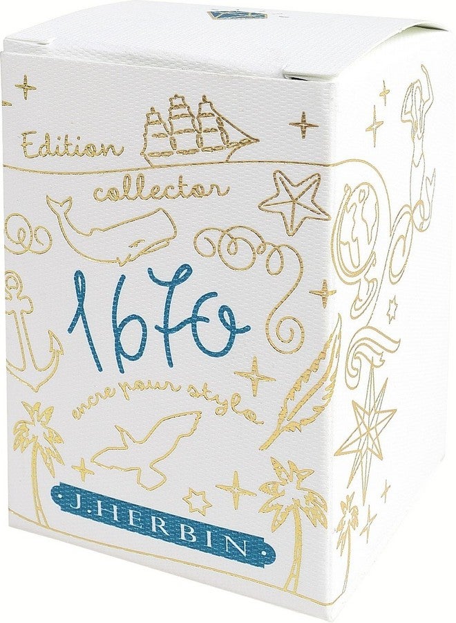 HERBIN J. Herbin 1670 Anniversary Inks - Gold Sheen 50 ml Bottled - Emerald of Chivor (Emerald Green-Blue Ink) - Image 2