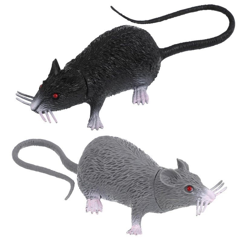 BESTOYARD 2 Pcs Realistic Fake rat Prank Toys, Mini Simulated Mouse Model, Lifelike Creepy Mouse Figures for Party Tricks, and Fun Interactions - Image 1