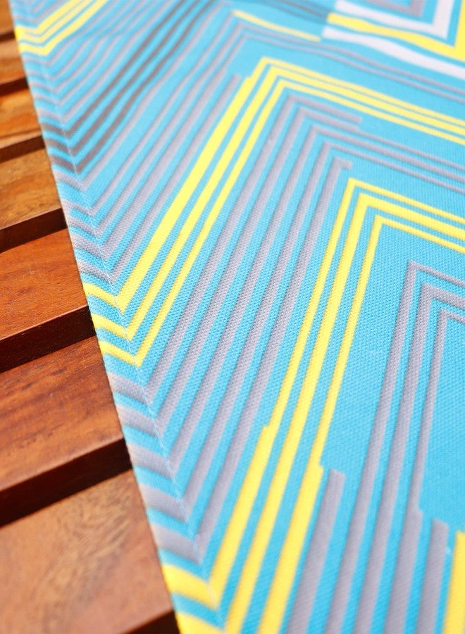 زيبا مفرش طاولة زيبا وورلد، مناسب لأربعة أو ستة أشخاص، مفرش طاولة لغرفة المعيشة أو غرفة الطعام | قماش بولي كانفاس بنقشة شيفرون - أزرق | 30 سم × 210 سم؛ 12 بوصة × 84 بوصة - Image 4