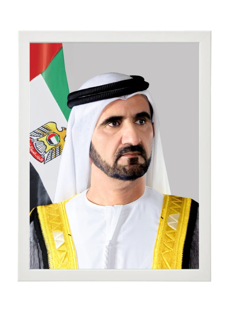 Boomah Accessories ملصق رسمي مكون من قطعتين لصورة صاحب السمو الشيخ محمد بن زايد بن سلطان آل نهيان وصاحب السمو الشيخ محمد بن راشد آل مكتوم مع إطار متعدد الألوان 30x40 سم - Image 2