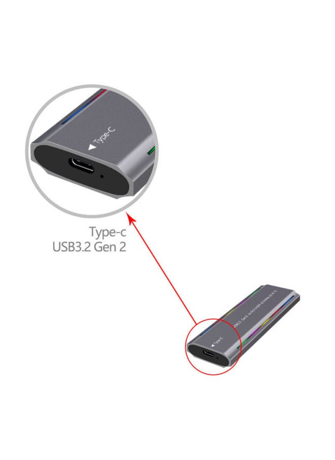 M.2 Solid State USB3.1NGFF & Nvme Protocol Hard Disk Box Type-C RGB Light Aluminum Alloy Mobile Hard Disk Box-Colour:Tn07-l-cc (ngff Protocol) Black  - Image 3