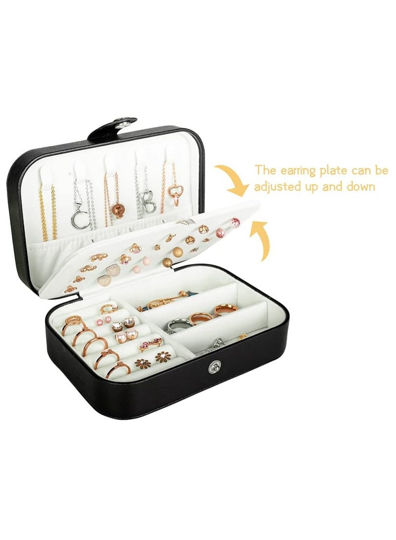 Travel Jewelry Box, PU Leather Small Jewelry Organizer for Women Girls, Portable Mini Travel Case Display Storage Holder Boxes for Stud Earrings, Rings, Necklaces, Bracelets. - Image 4