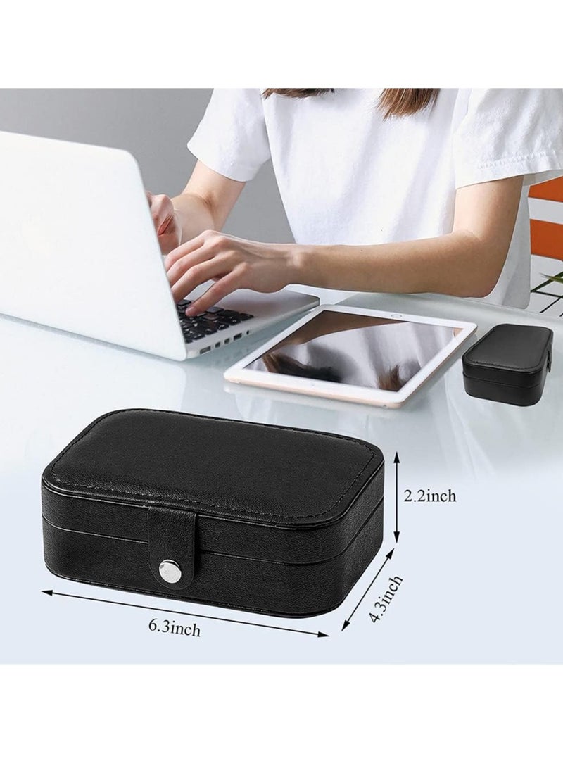 Travel Jewelry Box, PU Leather Small Jewelry Organizer for Women Girls, Portable Mini Travel Case Display Storage Holder Boxes for Stud Earrings, Rings, Necklaces, Bracelets. - Image 5