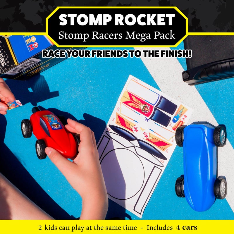 Stomp Rocket Stomp Racers Air Powered Race Cars by Stomp Rocket, 4 Car Mega Pack - Dueling Stomp Racers Toy Car Launcher - Fun Backyard Outdoor & Indoor Multi-Player Kids Toys Gifts for Boys, Girls & Toddlers - Image 2