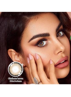 KSSEYE Glutious Brown Yearly Colored Contact Lenses, Unisex Cosmetic Contact Lenses, Enlargement Collection With Case  Dia 14mm  - Image 1