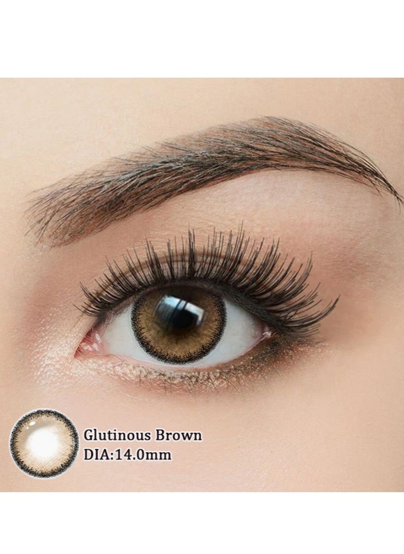 KSSEYE Glutious Brown Yearly Colored Contact Lenses, Unisex Cosmetic Contact Lenses, Enlargement Collection With Case  Dia 14mm  - Image 3