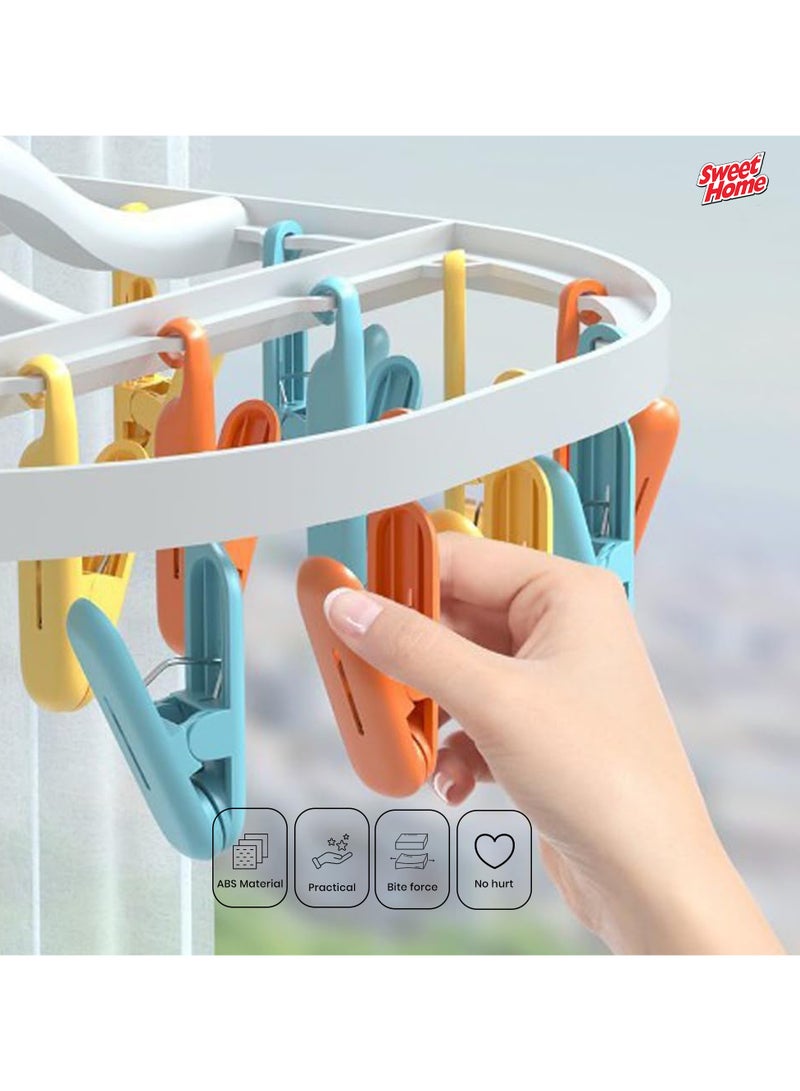 Sweet Home Multifunctional Folding Clothes Drying Rack – 24 Clips | Space-Saving Plastic Hanger for Socks, Underwear & Laundry | Durable & Lightweight Airer - Image 3