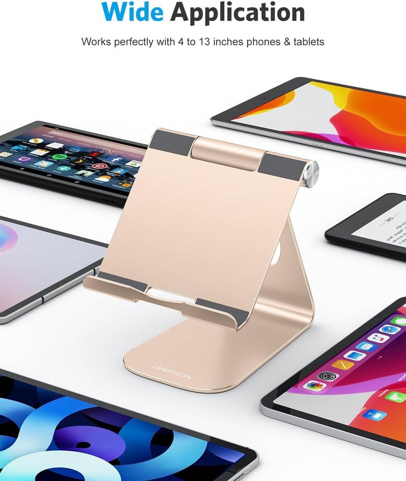 Omoton Tablet Stand Holder Adjustable, T1 Desktop Aluminum Tablet Dock Cradle Compatible with iPad Air/Mini, iPad 10.2/9.7, iPad Pro 11/12.9, Samsung Tab and More, Gold - Image 2