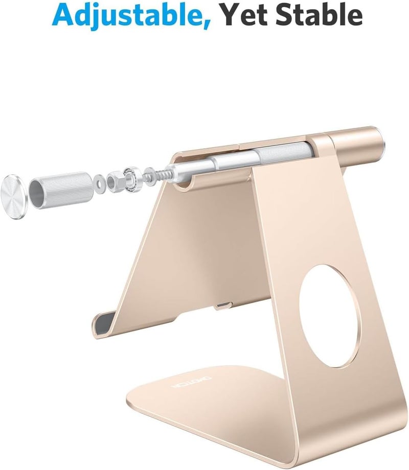 Omoton Tablet Stand Holder Adjustable, T1 Desktop Aluminum Tablet Dock Cradle Compatible with iPad Air/Mini, iPad 10.2/9.7, iPad Pro 11/12.9, Samsung Tab and More, Gold - Image 3