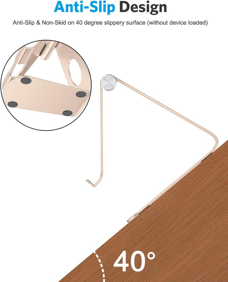 Omoton Tablet Stand Holder Adjustable, T1 Desktop Aluminum Tablet Dock Cradle Compatible with iPad Air/Mini, iPad 10.2/9.7, iPad Pro 11/12.9, Samsung Tab and More, Gold - Image 4
