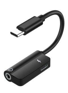 SYOSI محول شاحن وسماعة رأس من USB c إلى 3.5 مم، محول كابل USB C إلى Aux Audio Dongle، شاحن USB-C (أسود، مقاس واحد) قطعتان  - Image 1