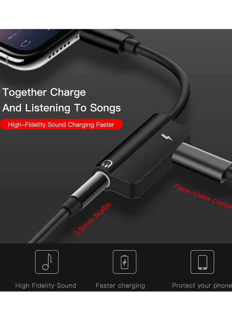 SYOSI محول شاحن وسماعة رأس من USB c إلى 3.5 مم، محول كابل USB C إلى Aux Audio Dongle، شاحن USB-C (أسود، مقاس واحد) قطعتان  - Image 2
