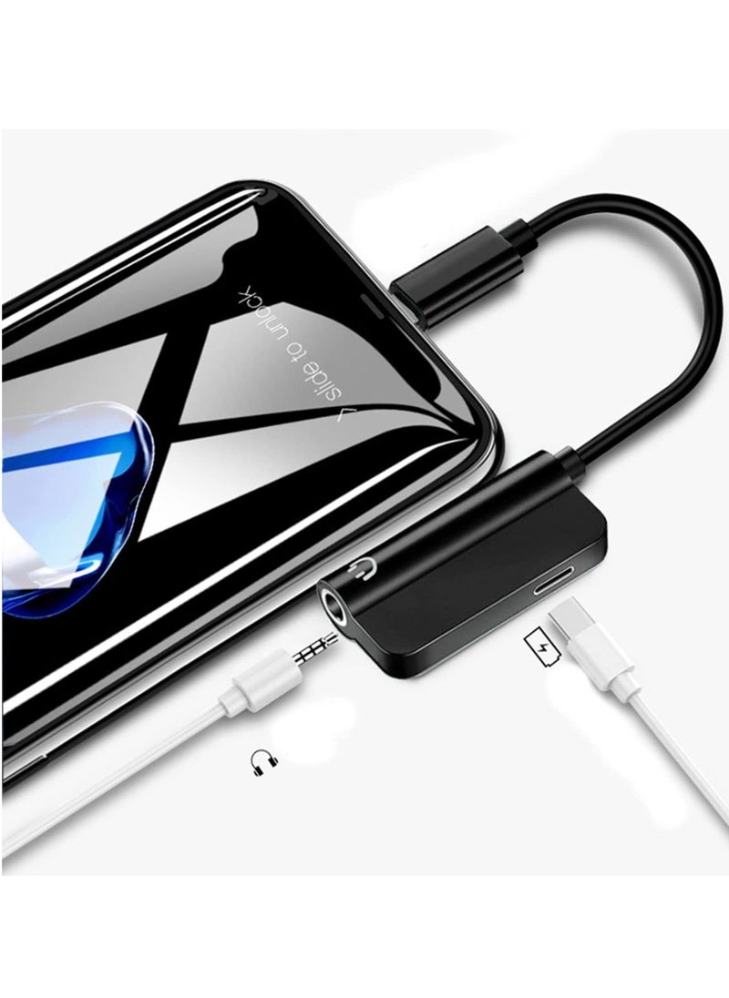 SYOSI محول شاحن وسماعة رأس من USB c إلى 3.5 مم، محول كابل USB C إلى Aux Audio Dongle، شاحن USB-C (أسود، مقاس واحد) قطعتان  - Image 3