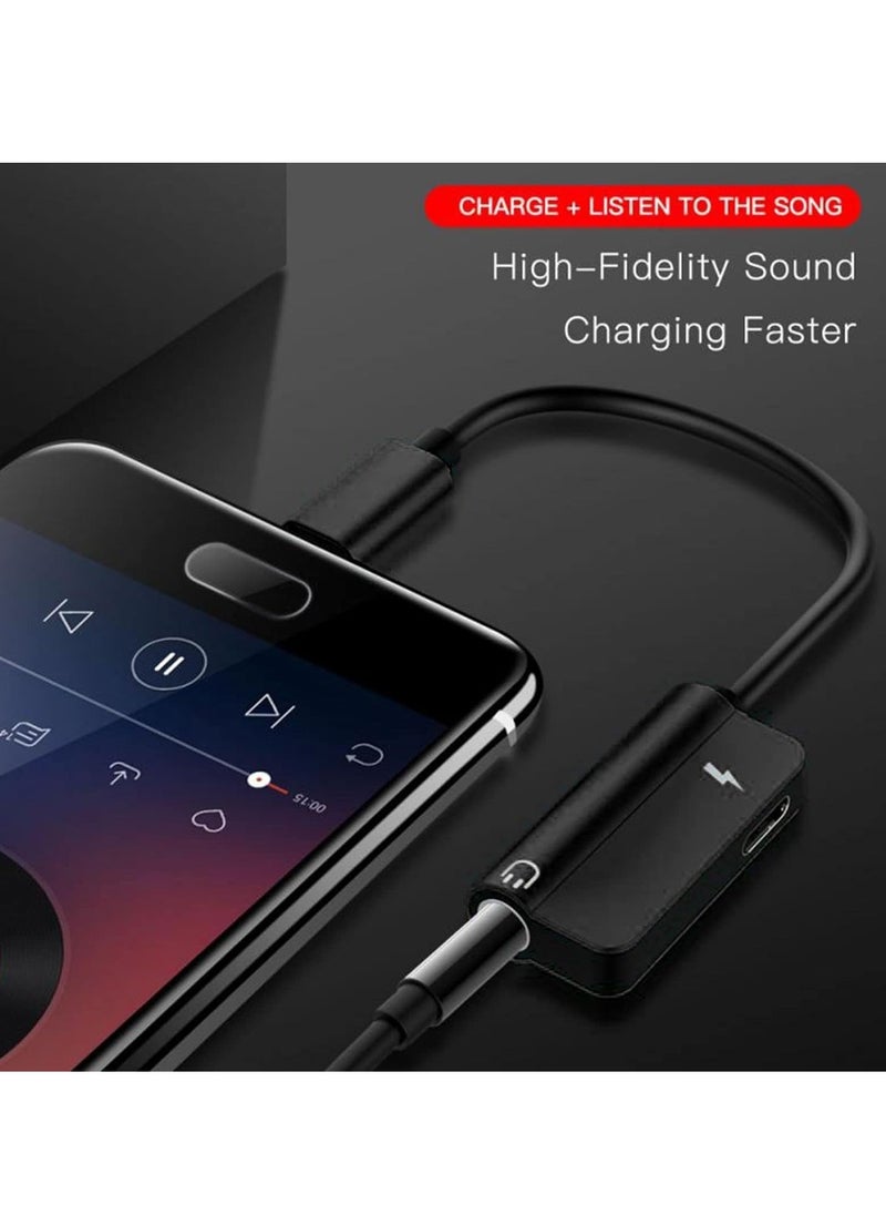 SYOSI محول شاحن وسماعة رأس من USB c إلى 3.5 مم، محول كابل USB C إلى Aux Audio Dongle، شاحن USB-C (أسود، مقاس واحد) قطعتان  - Image 4