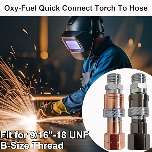 Enruieer Oxy Acetylene Quick Connect Fittings 2PCS BSize 91618 UNF Brass Torch to Hose Connectors with Check Valves for Welding Cutting Gas Quick Disconnect Set - Image 3