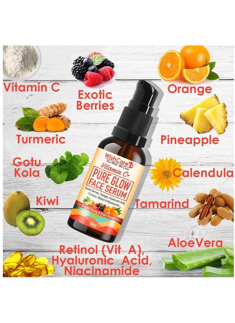 WishCare - WishCare Pure Glow 35% Vitamin C Face Serum With Hyaluronic Acid Retinol Niacinamide Oranges Berries Turmeric 30 ml - Image 1