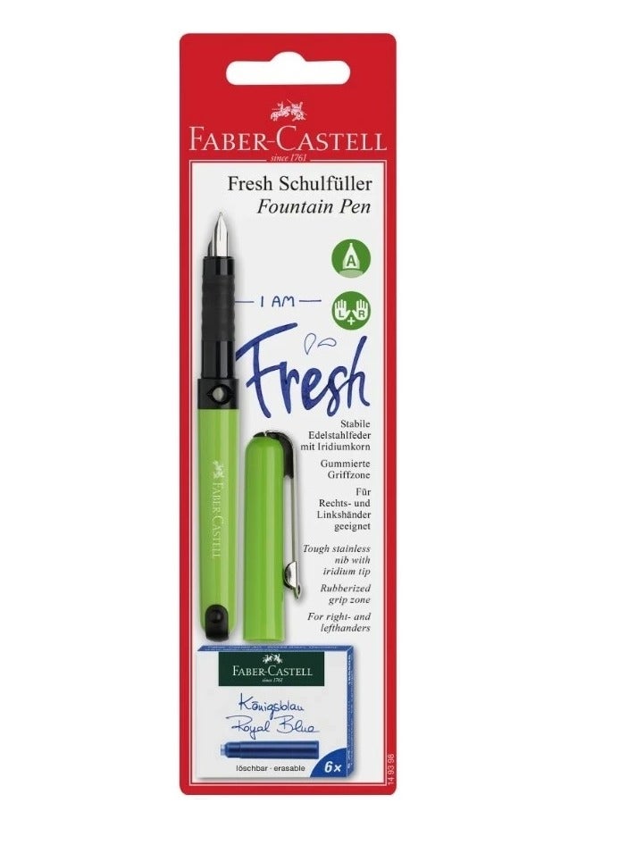 FABER-CASTELL Green Body Fountain Pen With Blue Ink Cartridges - Image 1