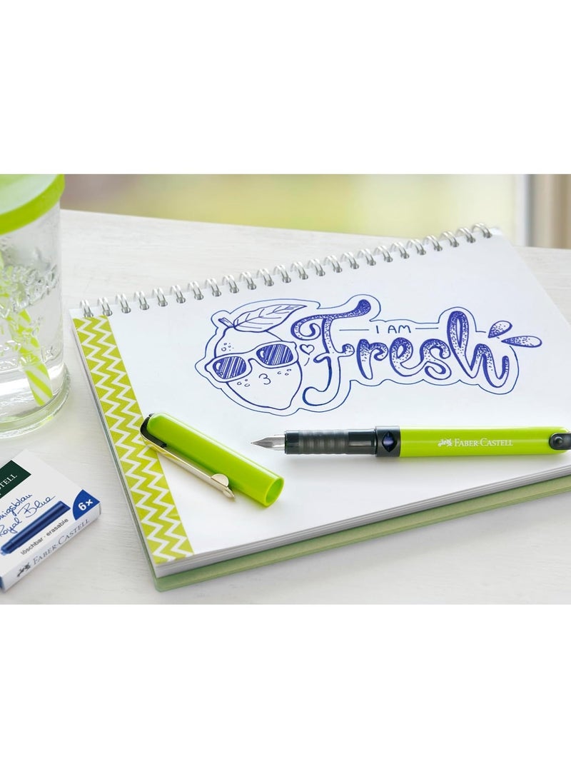 FABER-CASTELL Green Body Fountain Pen With Blue Ink Cartridges - Image 2