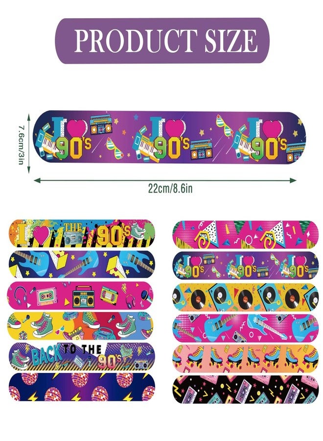 Qpout 48pcs 80s 90s Party Favors Slap Bracelets Back to 80s 90s Throwback Theme Party Decorations Slap Wristbands Retro Theme Bracelet Snap Bands Snap Bracelets - Image 2