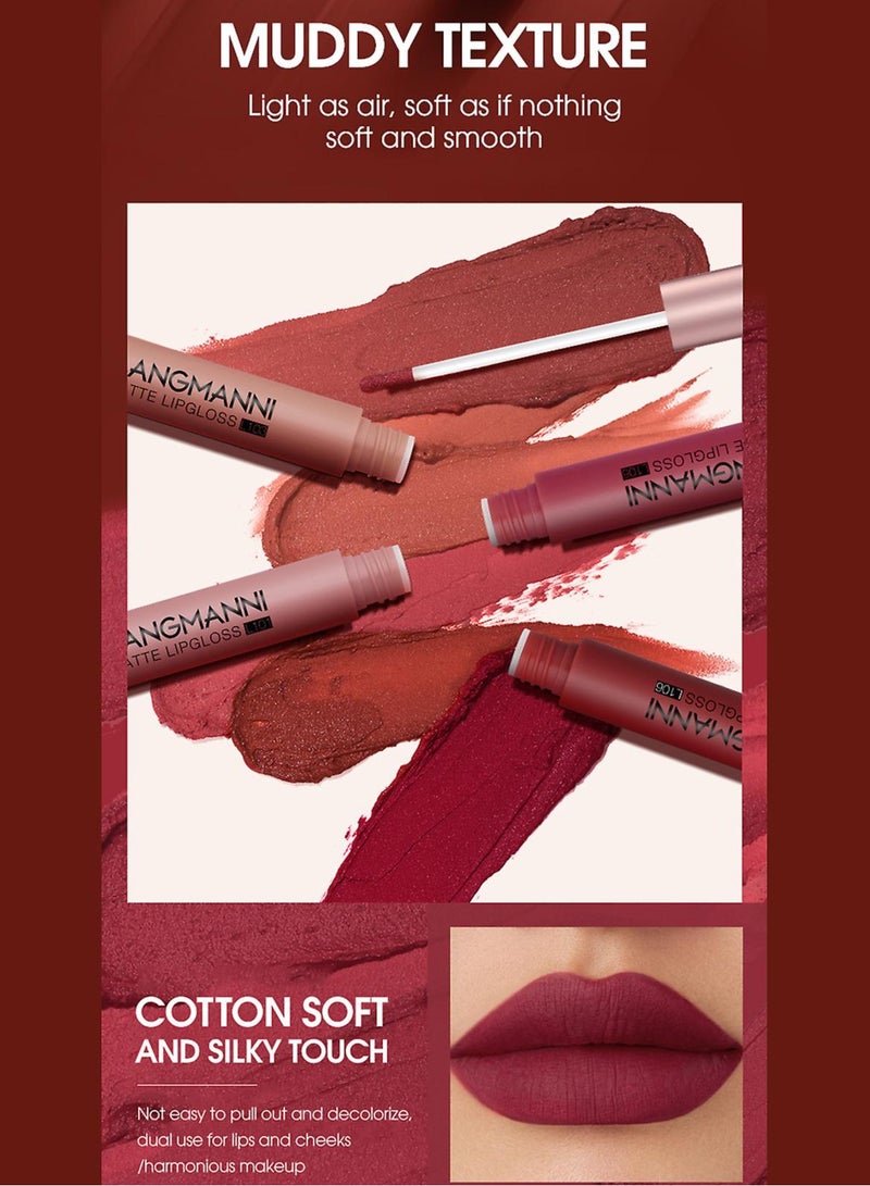 LANGMANNI 6Pcs Matte Velvet Lipstick Set Long Lasting and Rich Pigment Liquid Lipstick Lip Gloss Set Matte Finish Lipstick Capsule Tube Shape Lip Gloss Set Matte Liquid Lipliner Set  - Image 4