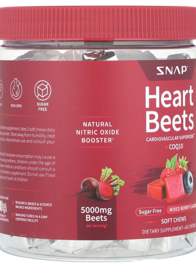 SNAP SUPPLEMENTS Heart Beets + CoQ10 Mixed Berry 60 Soft Chews - Image 2