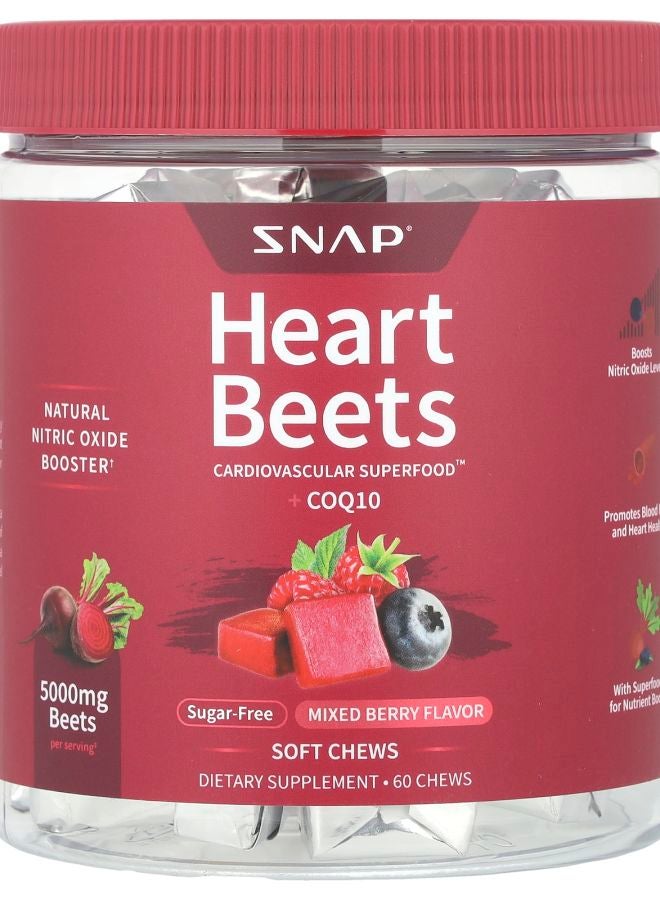 SNAP SUPPLEMENTS Heart Beets + CoQ10 Mixed Berry 60 Soft Chews - Image 1