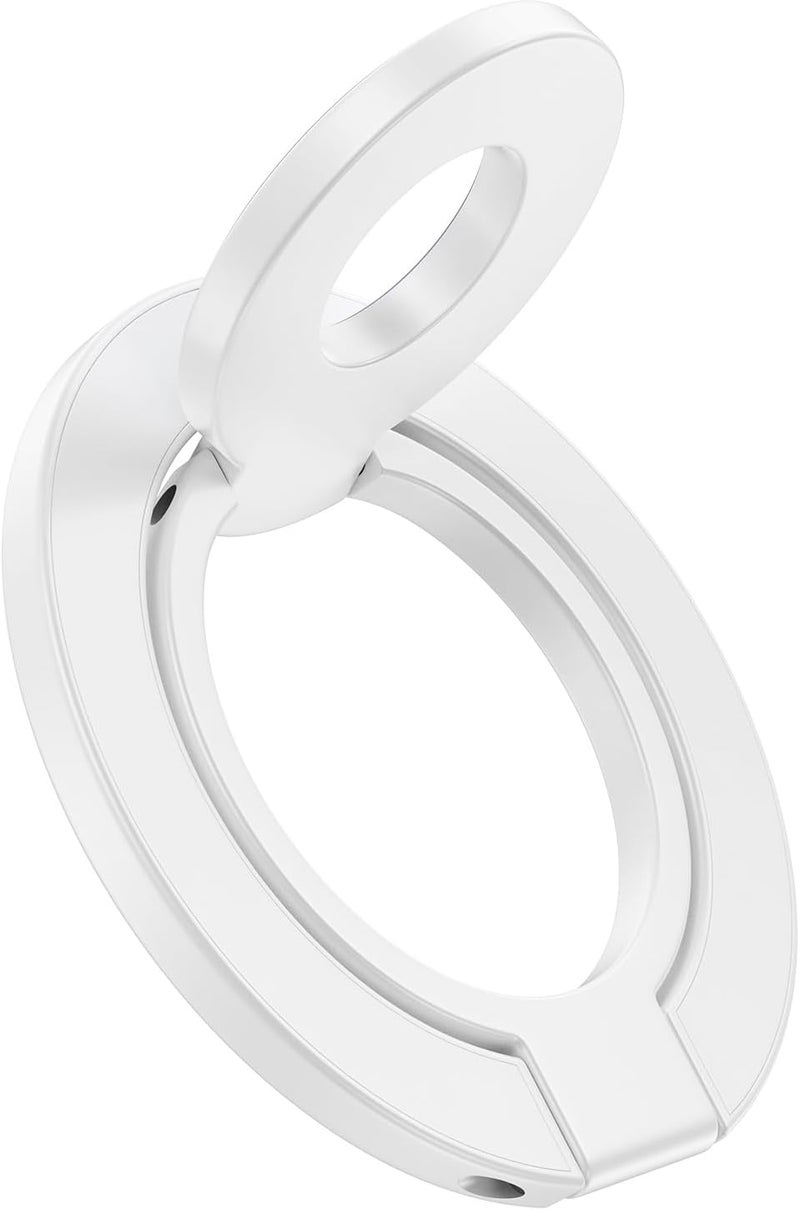 AILKIN MagSafe Phone Ring Holder, Dual-Side Magnetic Grip Stand with Metal Ring, Foldable Kickstand for iPhone 17 16 15 14 13 12, Wireless Charging Compatible, Works with Magnetic Car Mounts & Desks-White - Image 1