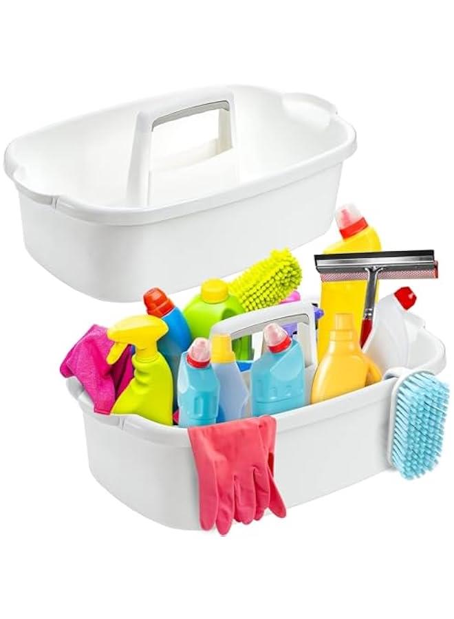 HOOKOR 2 Pack Cleaning Supplies, Large Plastic Cleaning Supply Organizer Bucket with Handle Portable Housekeeping Shower Tote Caddy Under Sink Tool Storage Baskets for Dorm, Bathroom, Kitchen - Image 1