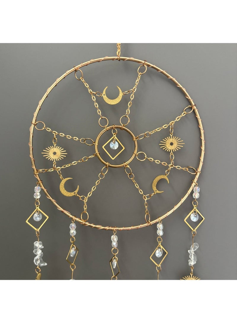 Gold Crystal Sun Catcher & Dream Catcher Pendant  Ornament for Positive Energy, Good Luck, and Harmony, Home Window Decor - Image 2