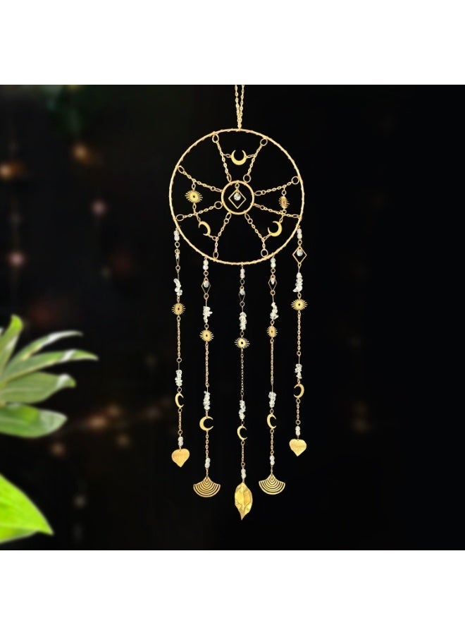 Gold Crystal Sun Catcher & Dream Catcher Pendant  Ornament for Positive Energy, Good Luck, and Harmony, Home Window Decor - Image 1