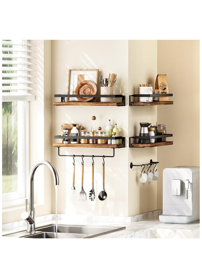 Generic 2Pcs Floating Shelves Bathroom Shelf with Towel Bar Wall Shelves for Bathroom Living Room Kitchen Bedroom Light Brown Shelves Set  - Image 5