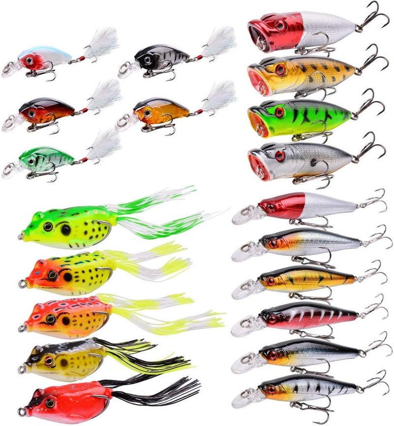 Aorace Fishing Lures Kit Mixed Including Minnow Popper Crank Baits with Hooks for Saltwater Freshwater Trout Bass Salmon Fishing - Image 1