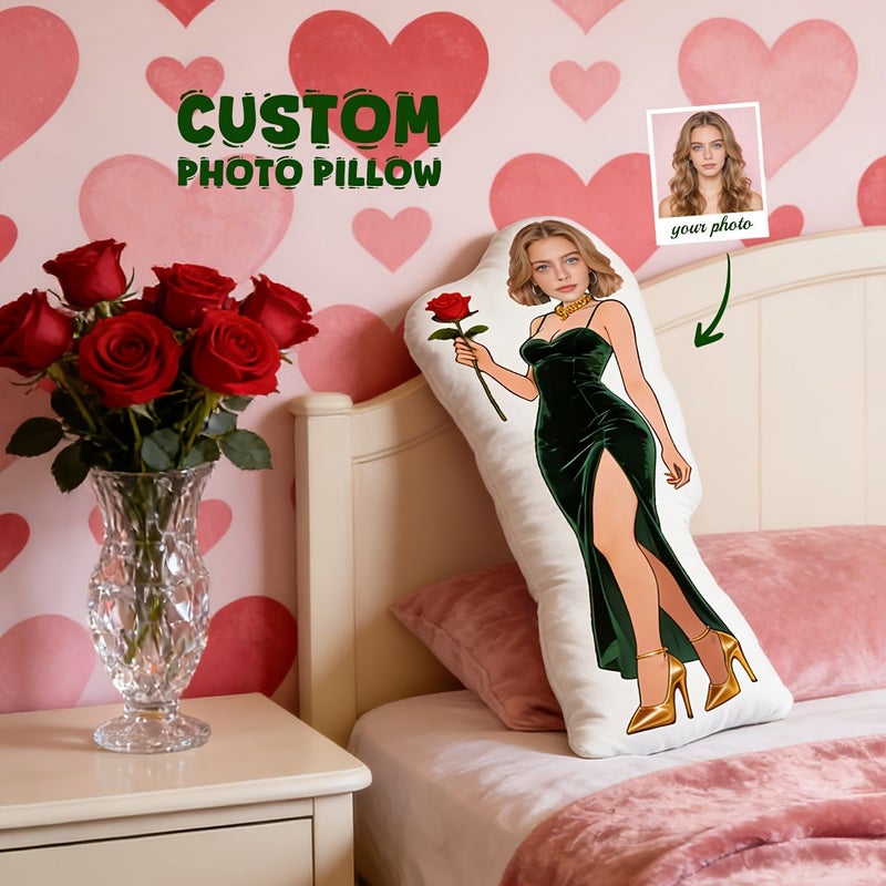Custom Valentine Hug Pillow 20cm DIY Photo Personalized Soft Comfort Funny Gift - Image 1