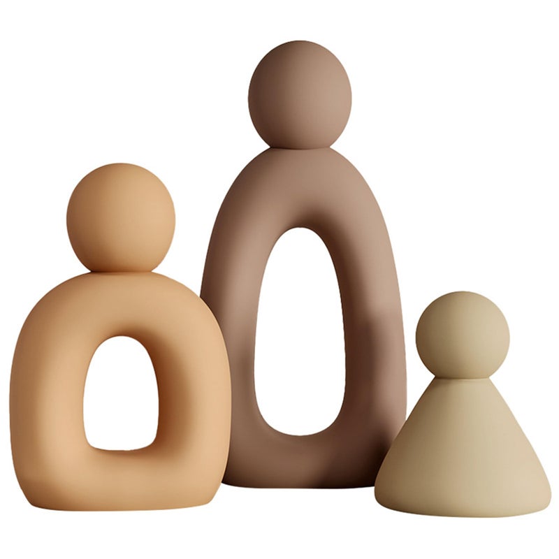 suruim Abstract Family of 3 Figurines TV Stand Decor, Modern Sculpture, Knick Knacks for Home, Office, Bedroom, Romantic Gifts for Anniversary and Birthday (Grey) - Image 1