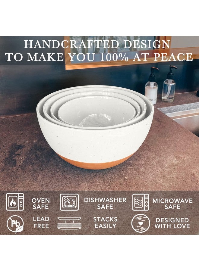 Mora Ceramic Large Mixing Bowls - Set of 2 Nesting Bowls for Cooking, Serving, Popcorn, Salad etc - Microwavable Kitchen Stoneware, Oven, Microwave and Dishwasher Safe - Extra Big 2.5 & 1.6 Qt - White - Image 3