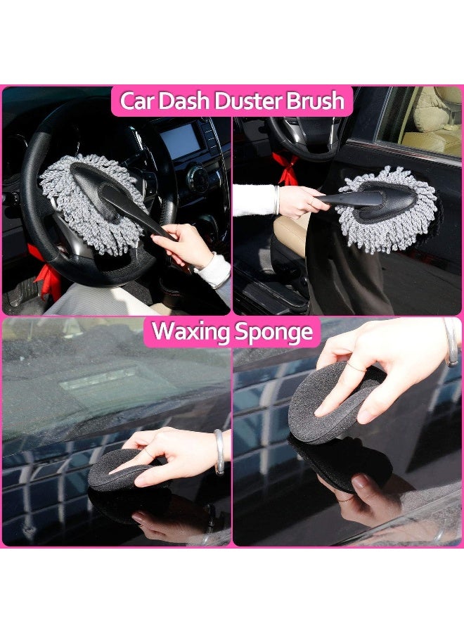 THINKWORK Pink Car Detailing Cleaning Kit, Car Wash Kit, Car Accessories for Women Suitable for Small and Medium Vehicles Such As Cars, Trucks, SUVs - Image 5