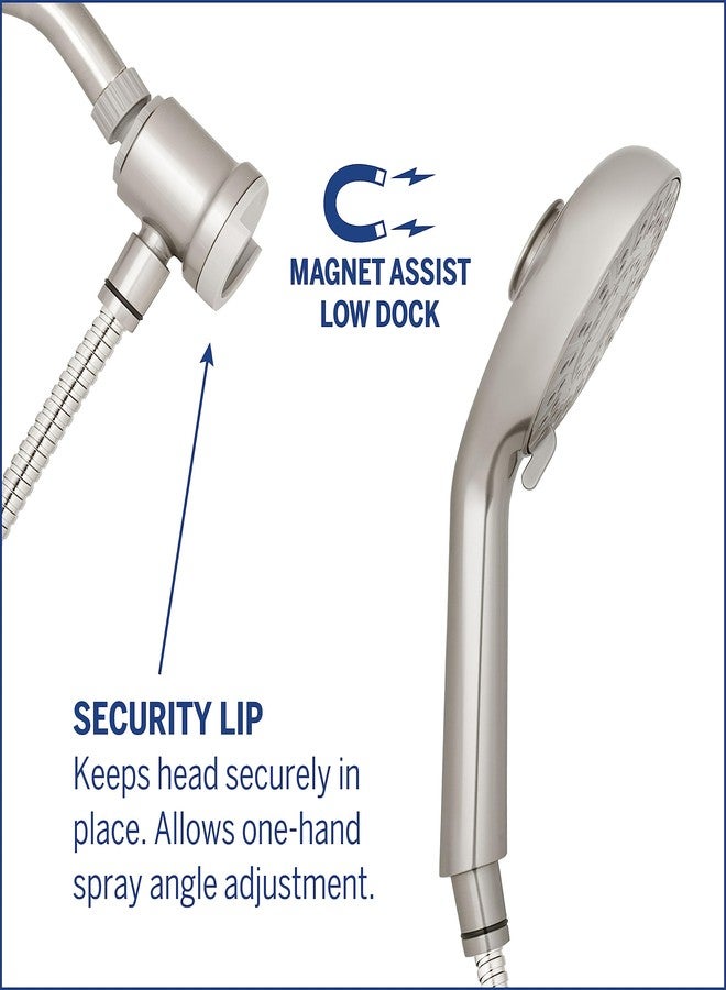 Waterpik Magnetic Dual Dock Adjustable Height Hand Held Shower Head With 5-Foot Metal Hose and PowerPulse Shower Massage, Brushed Nickel QMP-869ME - Image 3
